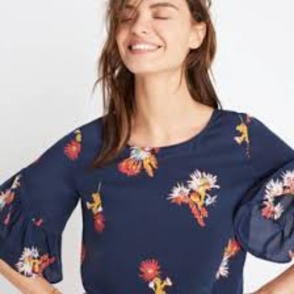 Madewell Silk Ruffle-Sleeve Top - Picture 2 of 8